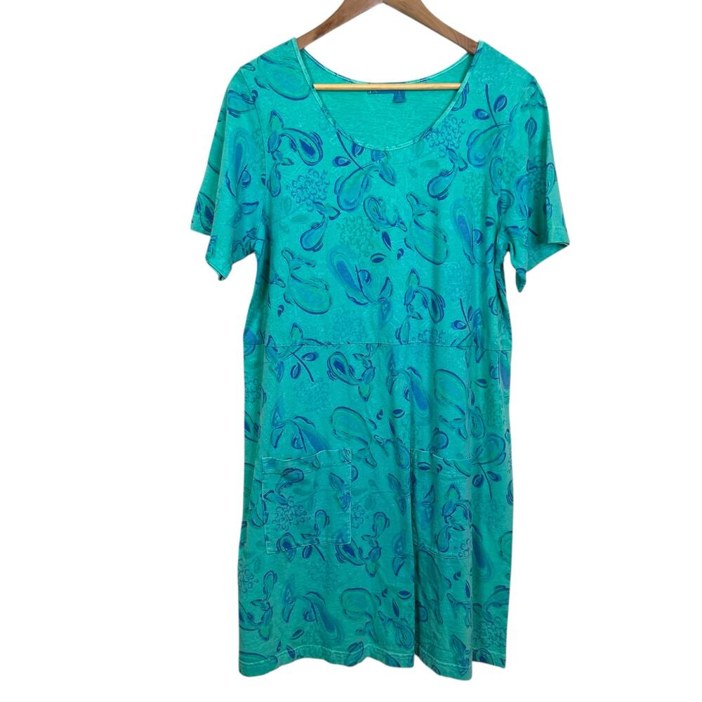 Fresh Produce Size XL Made in USA 100% Cotton Fish Print Dress with Pockets